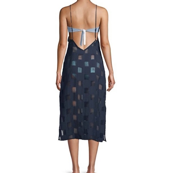 Onia Sheer Checkered Dress Coverup Navy - Picture 3 of 10